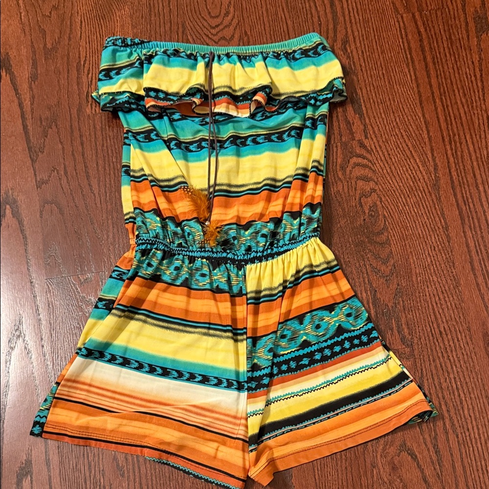Vibrant Multicolor Strapless Romper
